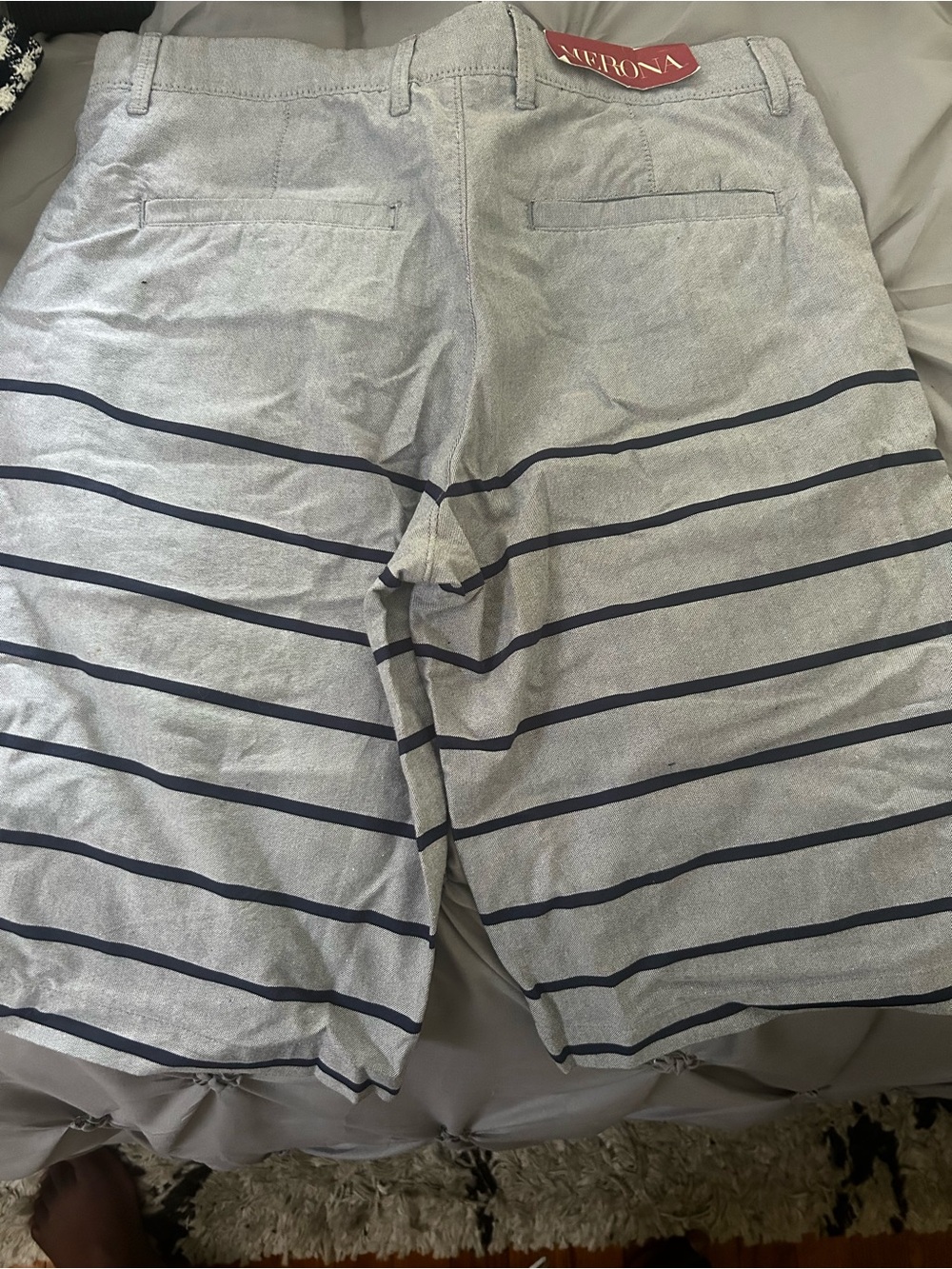 Merona Gray Shorts with Navy Stripes
